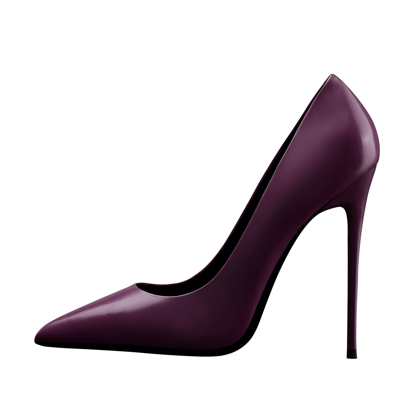 High Heel Pumps-Leather Pointed Toe Slip On Stilletto Shoes