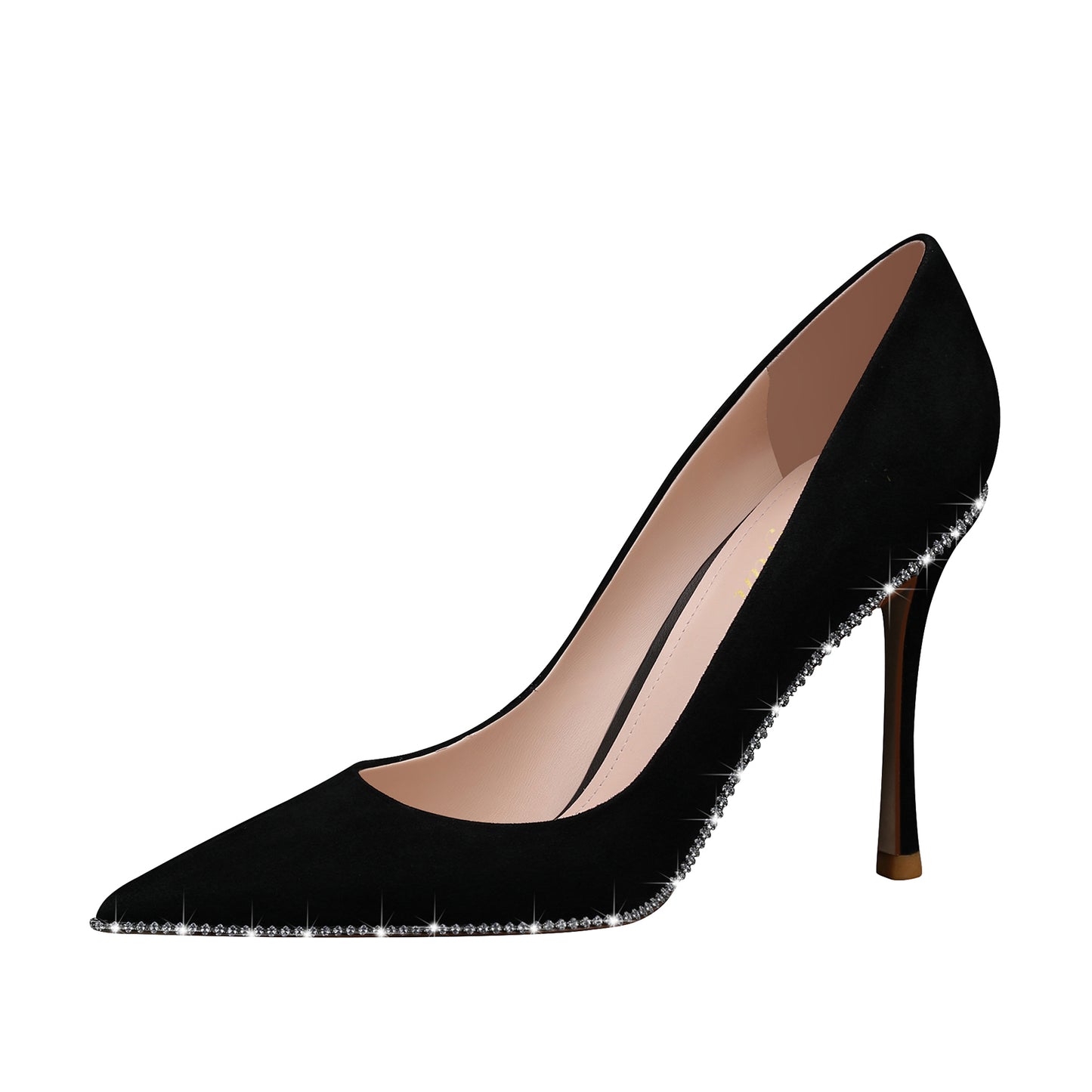 High Heels Business Black Women Patent Heels Pointed Toe Suede Pumps Leather Heels Diamond