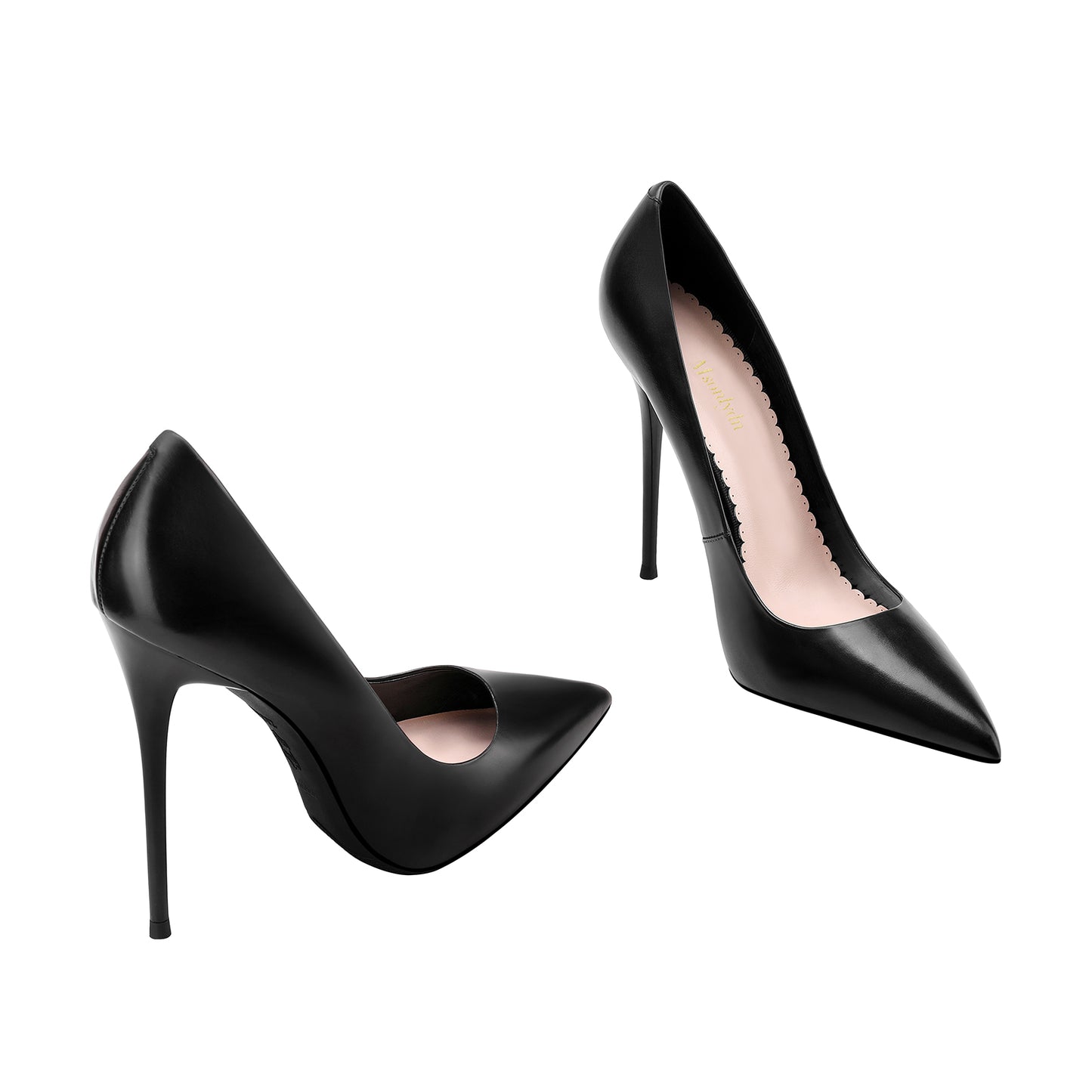 High Heel Pumps-Leather Pointed Toe Slip On Stilletto Shoes