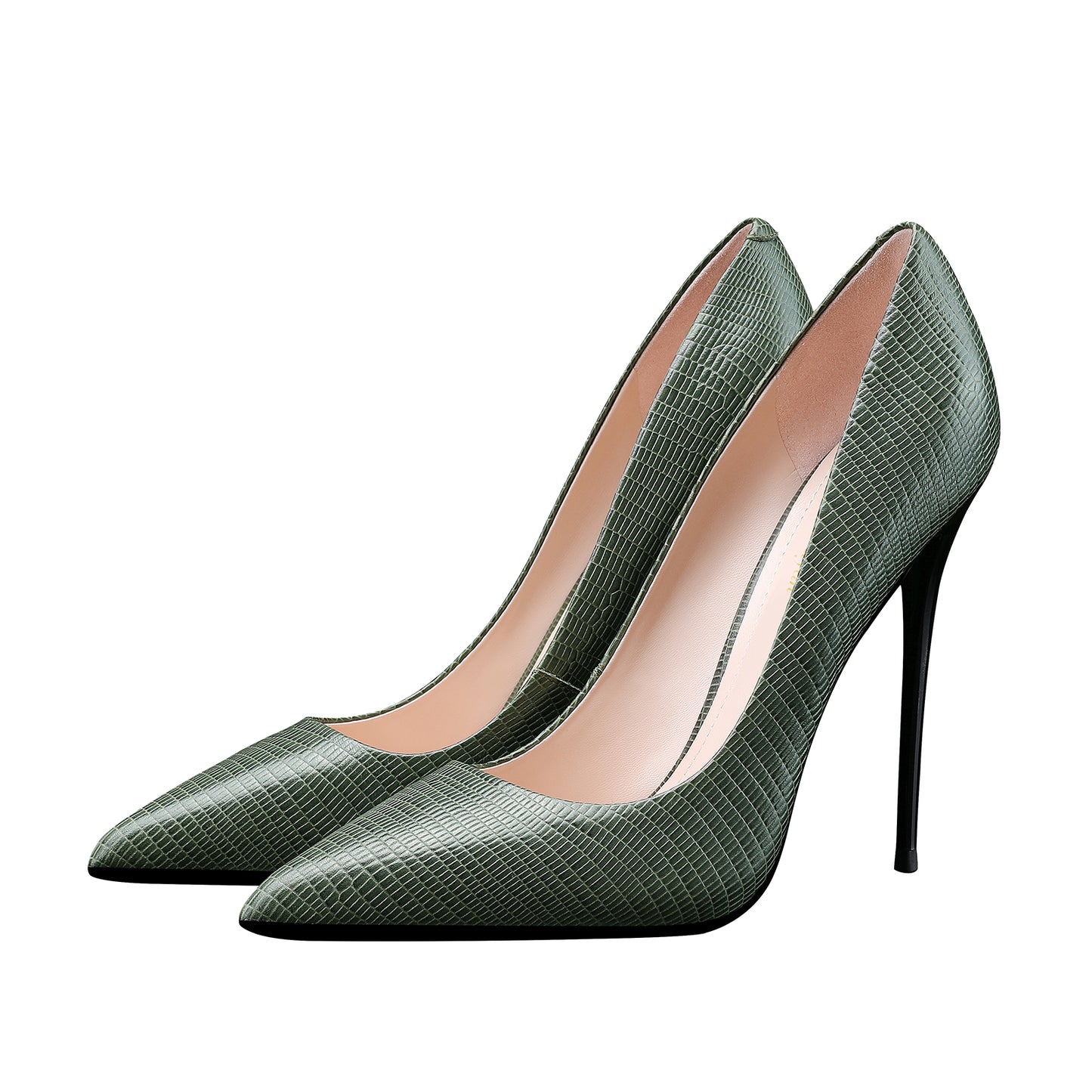 Slip-On Lizard Pattern Leather Featuring Pointed Toe Stiletto Pumps