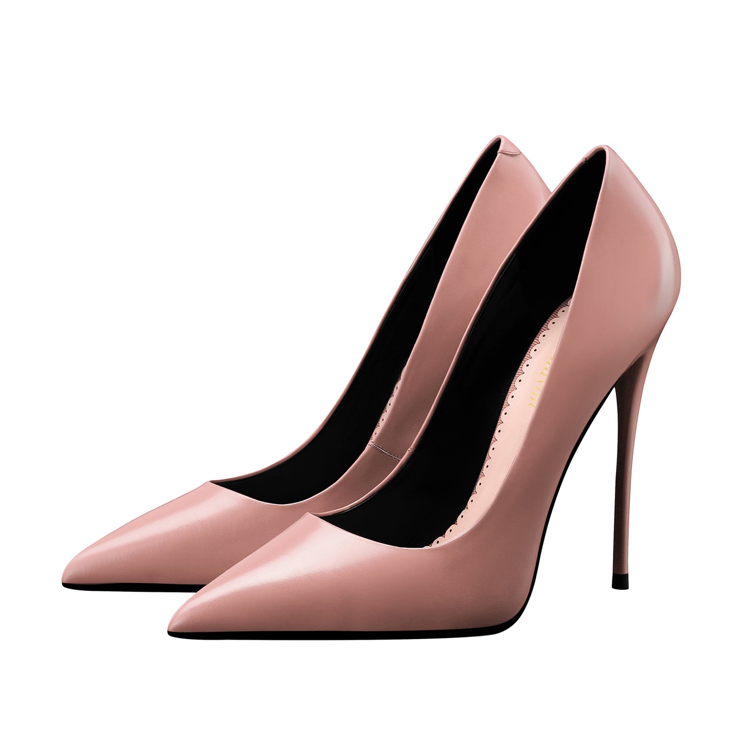 High Heel Pumps-Leather Pointed Toe Slip On Stilletto Shoes