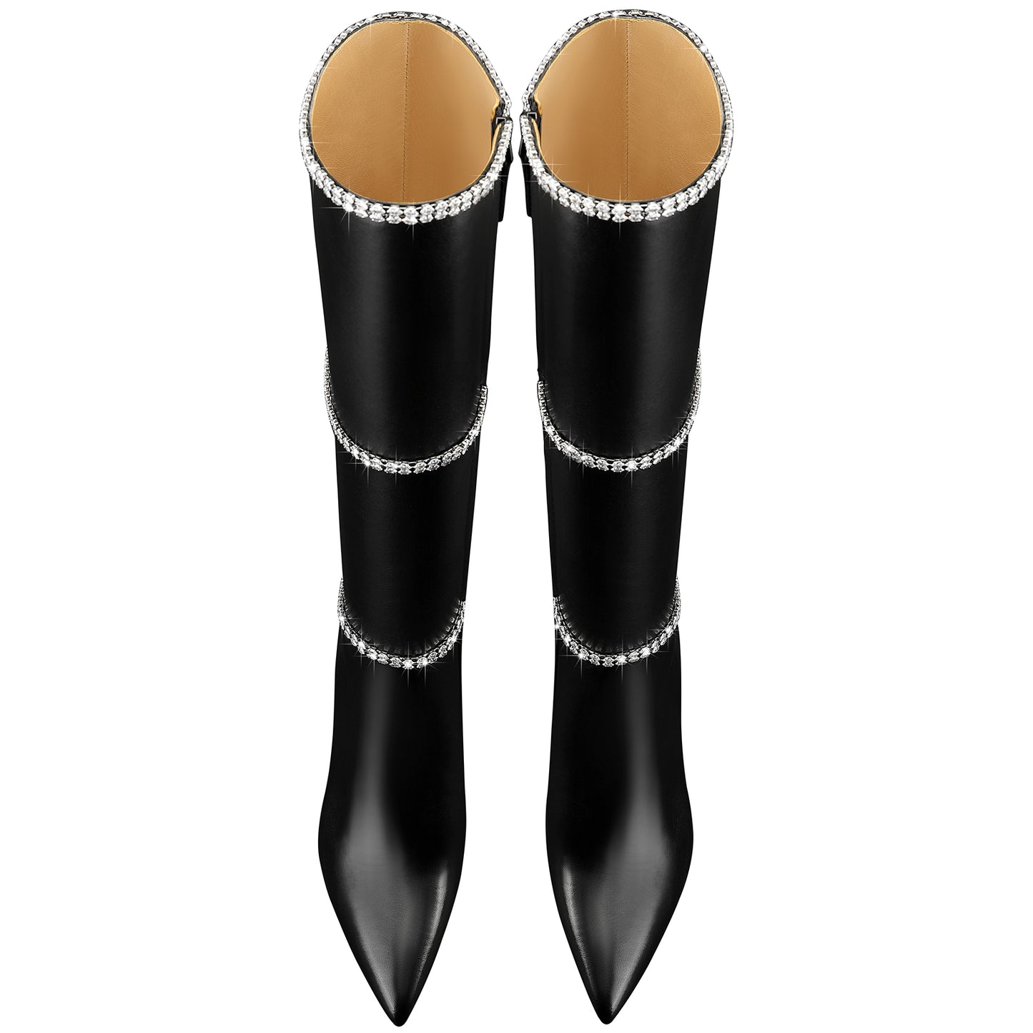 High Heel Knee Leather Boots, Sexy Pointed Toe Stilettos